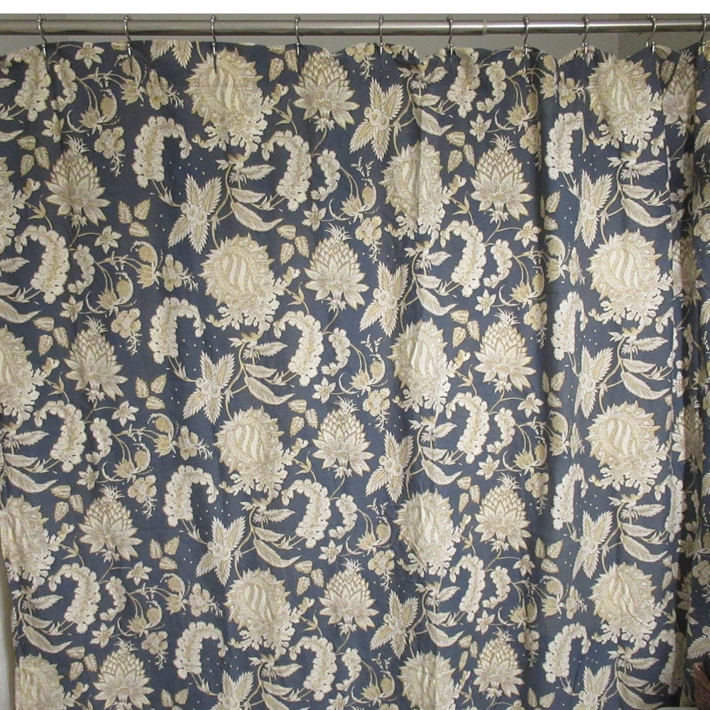 Pottery Barn Shower Curtain Margaret Blue Palampore Floral Cottagecore Farmhouse